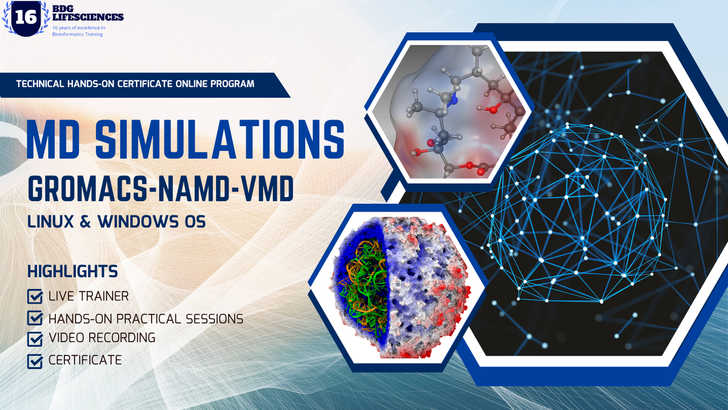 MD Simulation Online Workshop GROMACS, NAMD & VMD Certificate Course of 10 Days