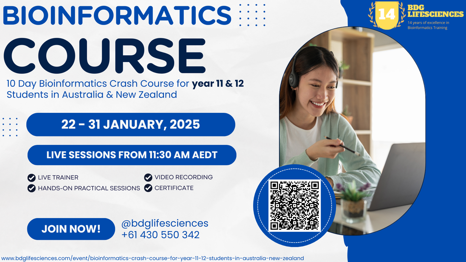 10 Day Bioinformatics Crash Course For year 11 & 12 Students in Australia & New Zealand